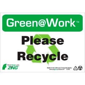 Zing Green at Work Sign, Please Recycle with Recycle Symbol, 10"W x 7"H, Black/Green/White view 2