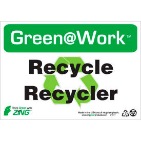 Green at Work Sign, Recycle/Recycler, 10"W x 7"H, Black/Green/White view 2