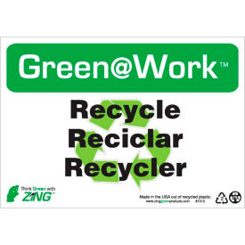 Recycle/Reciclar/Recycler Sign, 10"W x 7"H, Black/Green/White view 2