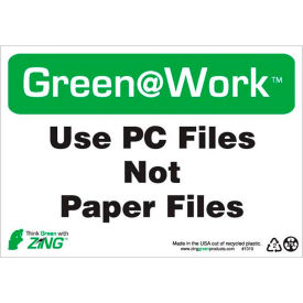 Sign, Use PC Files, Not Paper Files, 10"W x 7"H, Black/Green/White view 2