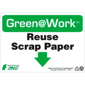 Sign, Reuse Scrap Paper with Down Arrow, 10"W x 7"H, Black/Green/White view 2