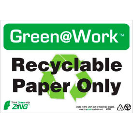 Zing Green at Work Sign, Recyclable Paper Only with Recycle Symbol, 10"W x 7"H, Black/Green/White view 2