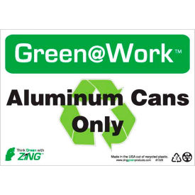 Sign, Aluminum Cans Only with Recycle Symbol, 10"W x 7"H, Black/Green/White view 2