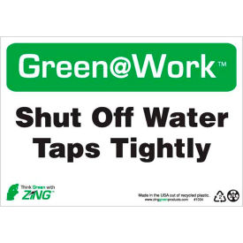 Sign, Shut Off Water Taps Tightly, 10"W x 7"H, Black/Green/White view 2