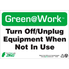 Turn Off, Unplug Equipment When Not In Use, 10"W x 7"H, Black/Green/White view 2