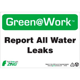 Report All Water Leaks Sign, 10"W x 7"H, Black/Green/White view 2