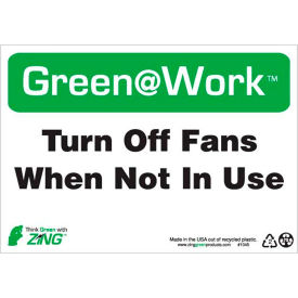 Zing Green at Work Sign, Turn Off Fans When Not In Use, 10"W x 7"H, Black/Green/White view 2