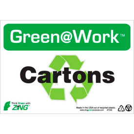 Sign, Cartons with Recycle Symbol, 10"W x 7"H, Black/Green/White view 2