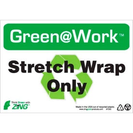 Zing Green at Work Sign, Stretch Wrap Only with Recycle Symbol, 10"W x 7"H, Black/Green/White view 2