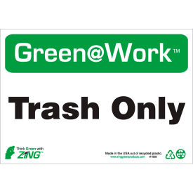 Sign, Trash Only, 10"W x 7"H, Black/Green/White view 2