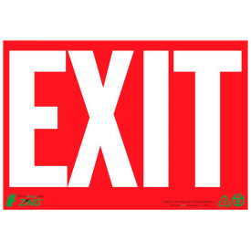 Eco Safety Sign, Exit, White on Red, 10"W x 7"H, Recycled Plastic view 2