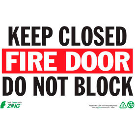 Eco Safety Sign, Keep Fire Door Closed, 10"W x 7"H, Recycled Plastic view 2