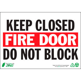 Zing Eco Safety Sign, Keep Fire Door Closed, 10"W x 7"H, Recycled Polystyrene Self Adhesive view 2