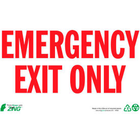 Eco Safety Sign, Emergency Exit Only, 10"W x 7"H, Recycled Plastic view 2