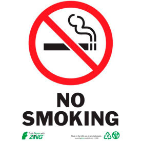 No Smoking Safety Sign, 7"W x 10"H, Recycled Plastic view 2