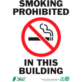 Eco Safety Sign, Smoking Prohibited, 7"W x 10"H, Recycled Plastic view 2