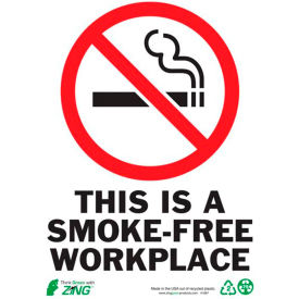Eco Safety Sign, Smokefree Workplace, 7"W x 10"H, Recycled Plastic view 2