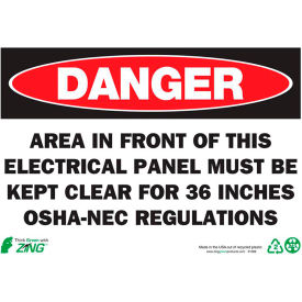 Zing Eco Safety Sign, Danger Electrical Panel, 10"W x 7"H, Recycled Plastic view 2