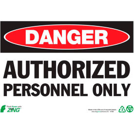 Zing Eco Safety Sign, Danger Authorized Personnel, 10"W x 7"H, Recycled Plastic view 2