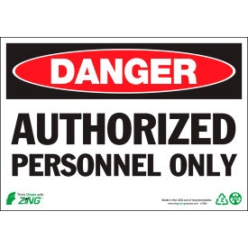 Eco Safety Sign, Danger Authorized Personnel, 10"W x 7"H, Recycled Aluminum view 2