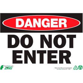 Eco Safety Sign, Danger Do Not Enter, 10"W x 7"H, Recycled Plastic view 2