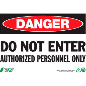 Zing Eco Safety Sign, Do Not Enter Authorized Personnel Only, 10"W x 7"H, Recycled Plastic view 2