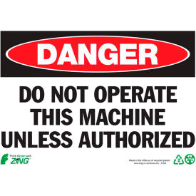 Eco Safety Sign, Danger Do Not Operate, 10"W x 7"H, Recycled Plastic view 2