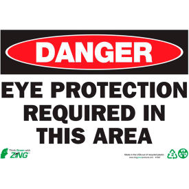 Eco Safety Sign, Danger Eye Protection, 10"W x 7"H, Recycled Plastic view 2