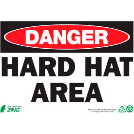 Eco Safety Sign, Danger Hard Hat Area, 10"W x 7"H, Recycled Plastic view 2