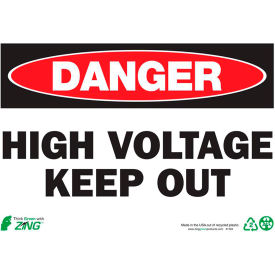 Eco Safety Sign, Danger High Voltage Keep Out, 10"W x 7"H, Recycled Plastic view 2