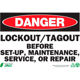 Eco Safety Sign, Danger Lockout-Tagout, 10"W x 7"H, Recycled Plastic view 2