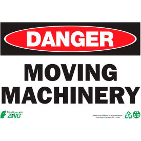 Zing Eco Safety Sign, Danger Moving Machinery, 10"W x 7"H, Recycled Plastic view 2