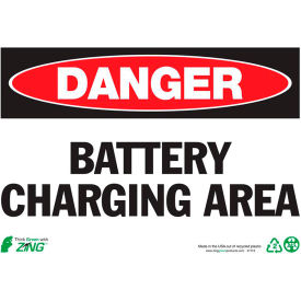 Eco Safety Sign, Danger Battery Charging Area, 10"W x 7"H, Recycled Plastic view 2