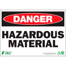 Zing Eco Safety Sign, Danger Hazardous Material, 10"W x 7"H, Self Adhesive view 2