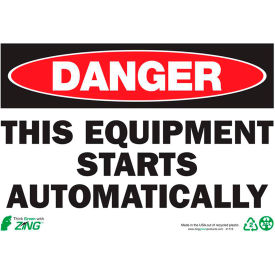 Zing Eco Safety Sign, Danger Equipment Starts Automatically, 10"W x 7"H, Recycled Plastic view 2