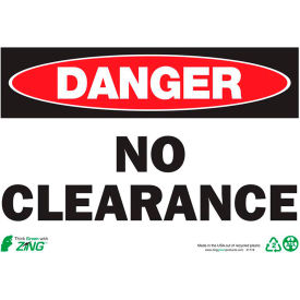 Eco Safety Sign, Danger No Clearance, 10"W x 7"H, Recycled Plastic view 2
