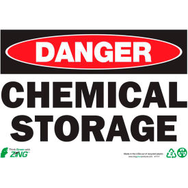 Eco Safety Sign, Danger Chemical Storage, 10"W x 7"H, Recycled Plastic view 2