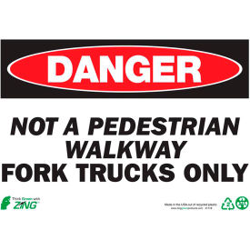 Eco Safety Sign, Danger Fork Trucks Only, 10"W x 7"H, Recycled Plastic view 2