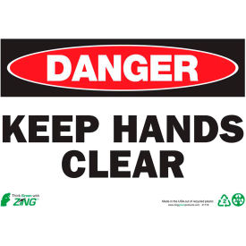 Eco Safety Sign, Danger Keep Hands Clear, 10"W x 7"H, Recycled Plastic view 2