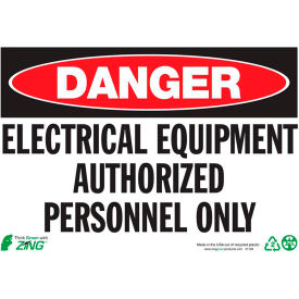 Zing Eco Safety Sign, Danger Electrical Equipment, 10"W x 7"H, Recycled Plastic view 2