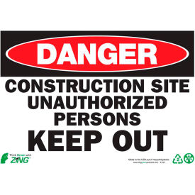 Eco Safety Sign, Danger Construction Site Keep Out, 10"W x 7"H, Recycled Plastic view 2