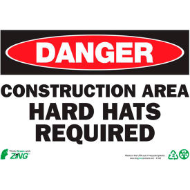 Eco Safety Sign, Danger Construction Area Hard Hats, 10"W x 7"H, Recycled Plastic view 2