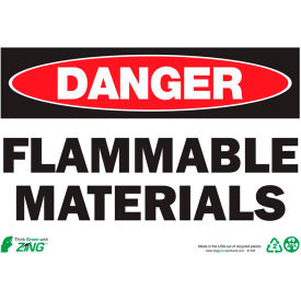 Eco Safety Sign, Danger Flammable Materials, 10"W x 7"H, Recycled Plastic view 2