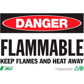 Zing Eco Safety Sign, Danger Flammable Keep Flames Away, 10"W x 7"H, Recycled Plastic view 2