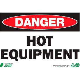 Zing Eco Safety Sign, Danger Hot Equipment, 10"W x 7"H, Recycled Plastic view 2