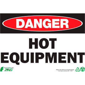 Zing Eco Safety Sign, Danger Hot Equipment, 10"W x 7"H, Recycled Aluminum view 2
