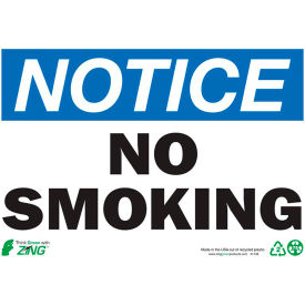 Zing Eco Safety Sign, Notice No Smoking, 10"W x 7"H, Recycled Plastic view 2