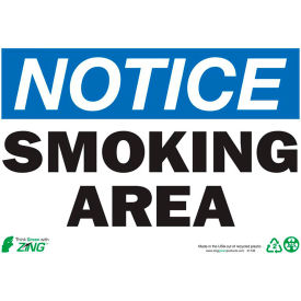 Eco Safety Sign, Notice Smoking Area, 10"W x 7"H, Recycled Plastic view 2