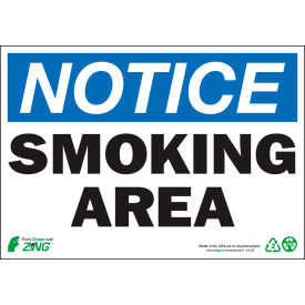 Zing Eco Safety Sign, Notice Smoking Area, 10"W x 7"H, Recycled Polystyrene Self Adhesive view 2