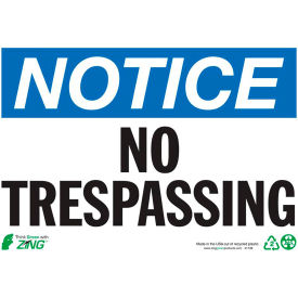 Notice No Trespassing, 10"W x 7"H, Recycled Plastic view 2